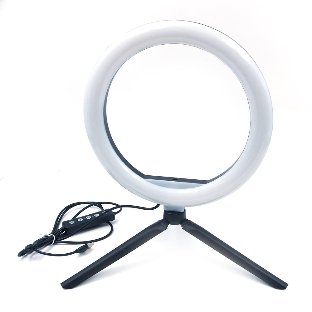 ZONADAH 10in RBG Dimmable Makeup Ring Light, Tripod Stand Phone Holder, Portable Desktop Floor LED Circle Lamp - Image 4