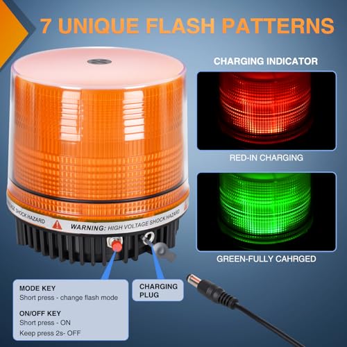 Image of Nilight 18LED Strobe Lights Amber Wireless Rotating Beacon Light | Emergency Safety Flashing Light with Magnetic Base Mount Two Types of Plugs for Vehicle UTV Truck Forklift Tractor Snow Plow