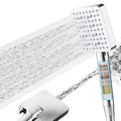 Cobbe Pommeau de douche avec filtre 20 étapes et flexible 6+1 jets élimine le chlore et les métaux lourds haute pression et économie d'eau finition chromée