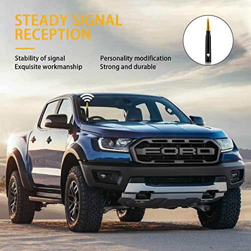 Ajxn 1 PC Car Truck Bullet Antenna, Auto Antenna Mast, Suitable for GM Chevy Silverado 1500 2500 3500 HD Avalanche GMC Sierra 1500 2500 3500 Denali Heavy Duty Pickup Trucks Accessories (Gold #1) - Thumbnail 4