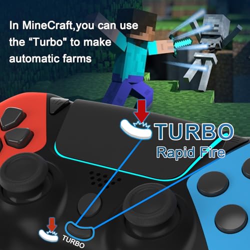 Image of Enstixsm Upgraded for Luna Controller with Back Paddles,Turbo,Wireless Fire TV Game Controllers for PC,GeForce NOW,Firestick,Replacement for Luna Gamepad with ALPS Joystick,No Drift Stick, Blue and Red (Blue and Red)