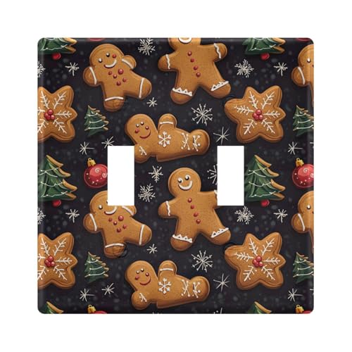 UMIRIKO Christmas Gingerbread Man Cookies Light Switch Cover Plate Covers Decorative Double Toggle Home Decor 202b6402