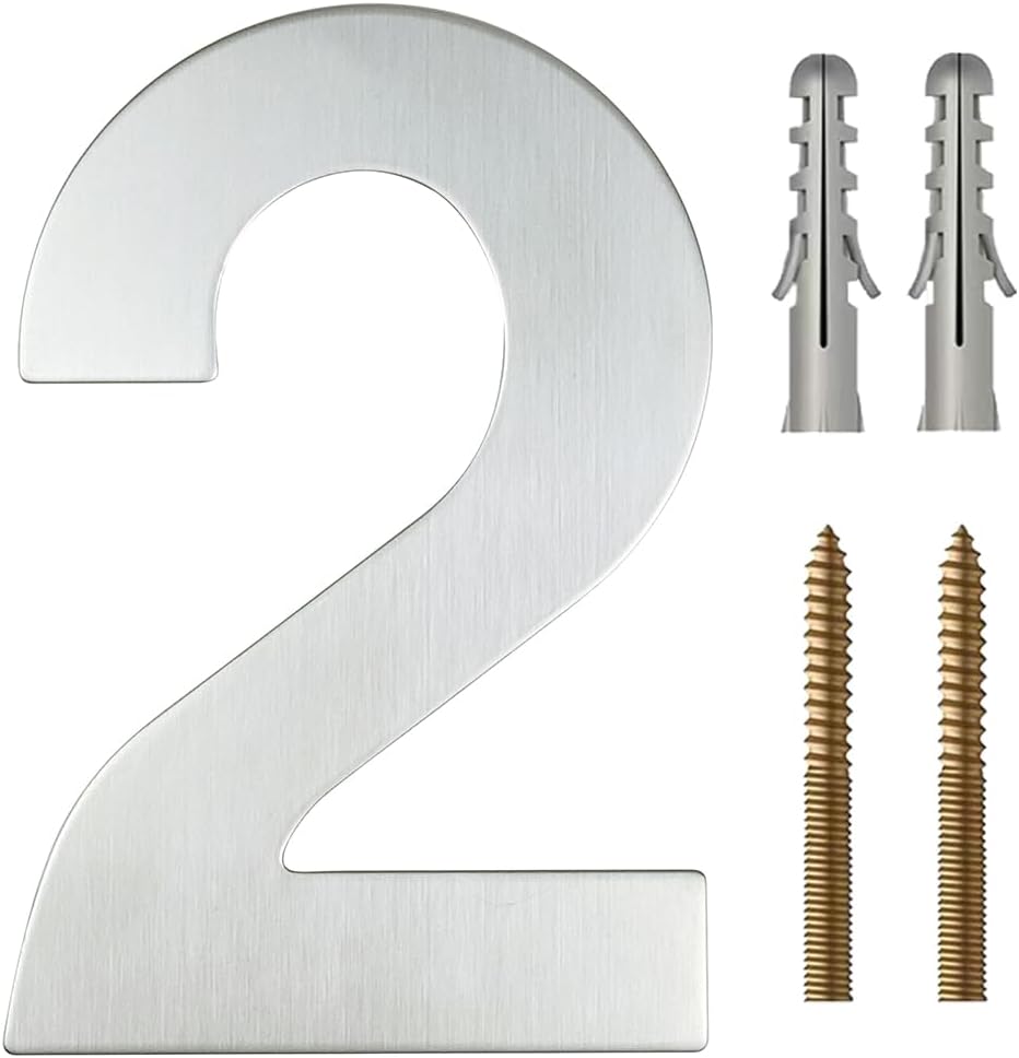 Stainless Steel Apartment Door Numbers Floating House Numbers for Home Yard Apartment Hotel, 2, 11.8"