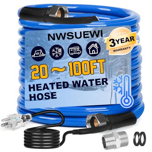 Image of 100FT RV Heating Water Hose, Lead and BPA-Free,1 /2 Inner Diameter, Anti-Freezing Temperature Drops to -45F, a Great RV Accessory for Campers, Livestock, and Agriculture (100FT-2)