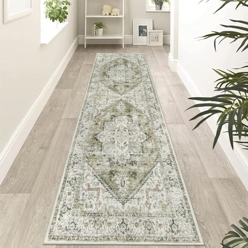 LIVEBOX Sage Green Runner Rug Non Slip 2.5x8 Bohemian