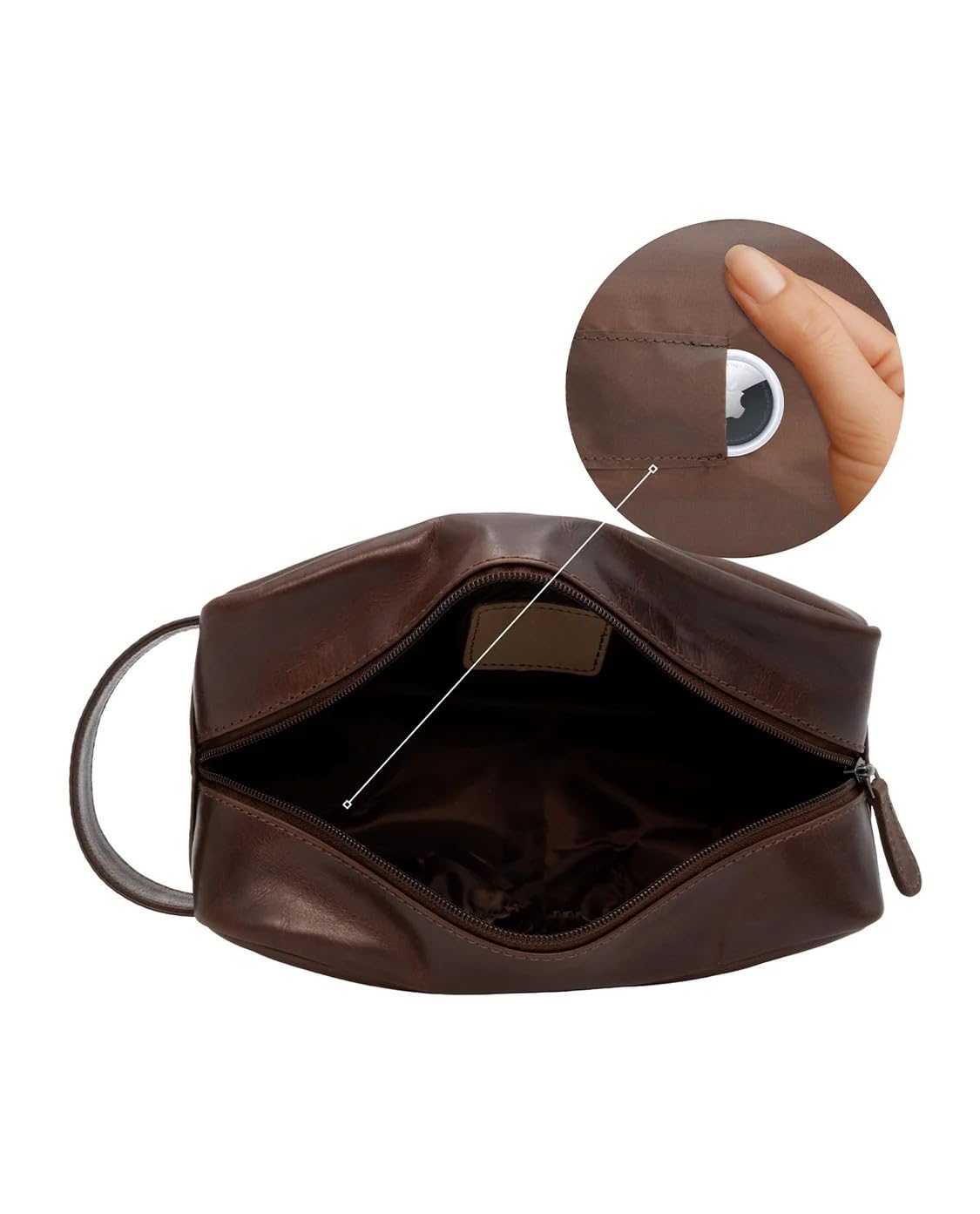 Gusti Leder Hermann Kulturbeutel für Herren aus Leder mit wasserabweisendem Innenfutter und Trageriemen | Braun