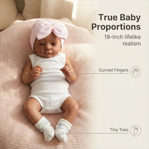 Muñeca bebé reborn Anano realista 19 pulgadas miniatura 5