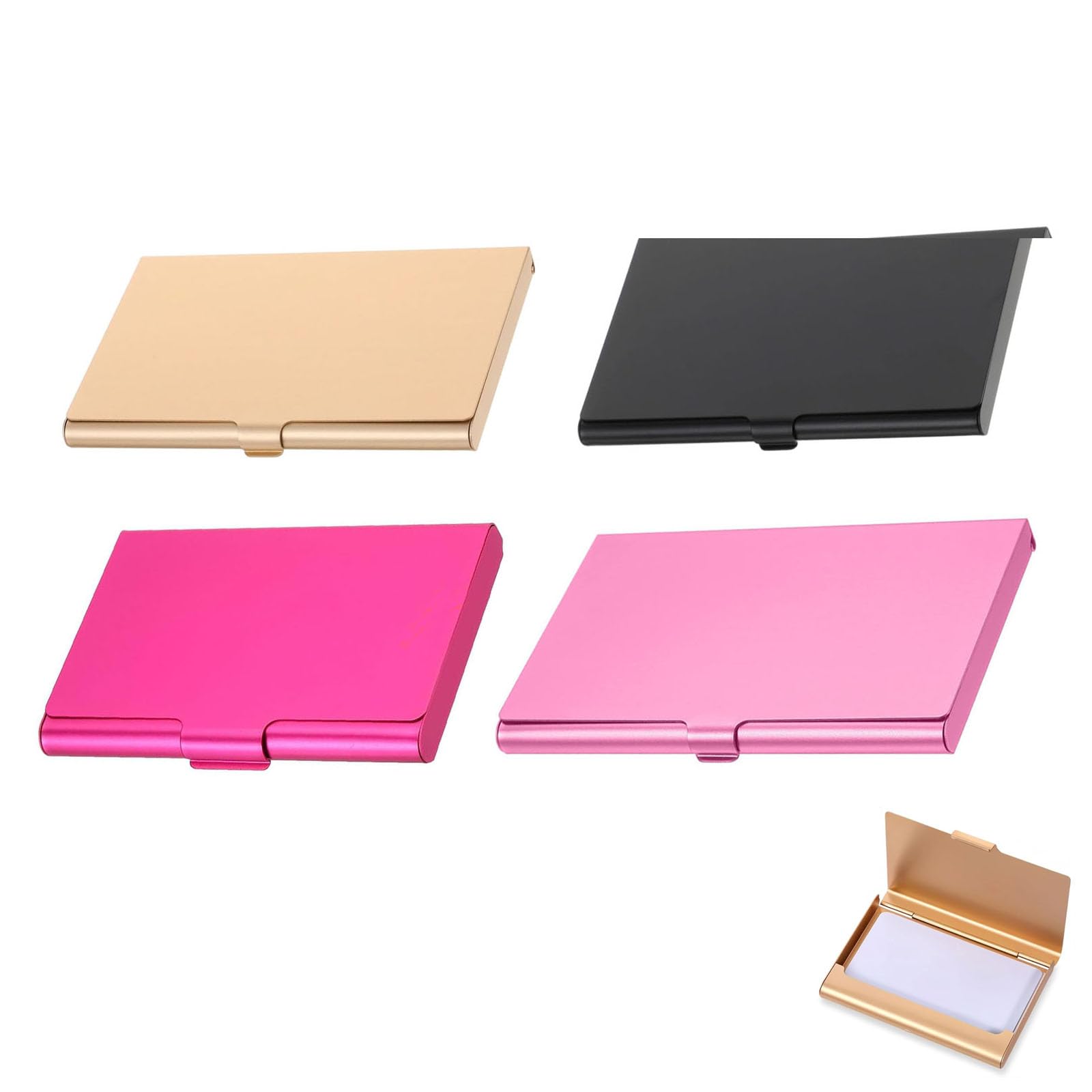 BOFYTR 4-Piece Business Card Holders Set (Black, Rose Red, Pink, Gold)