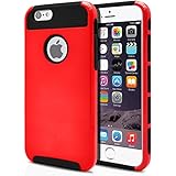 iPhone 6 Plus Case, MagicMobile® Cute Protective Hard Shockproof [Drop Protection] Fashion Cover for Apple iPhone 6 Plus (5.5') Impact Resistant Hybrid Thin Armor Case [ Red / Black ] with Clear Screen Protector.