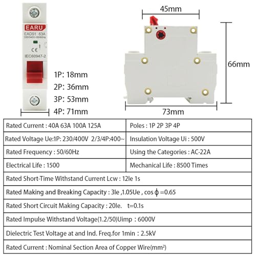 Interrupteur à couteau rail DIN inverseur de source manuel pour circuit AC 400V - 4