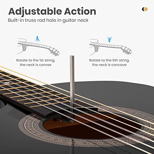 Moukey Guitare acoustique gaucher 4/4 taille pour débutants enfants adultes et adultes – Guitare acoustique classique de… - Les Beatles, Paul McCartney, John Lennon, RIngo Starr, George Harrison Moukey Guitare acoustique gaucher 4/4 taille pour débutants enfants adultes et adultes - Guitare acoustique classique de… – Image 5