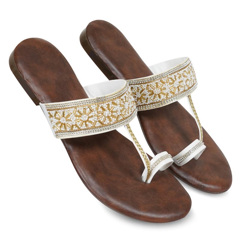 Image of DFR Flip Flops for Women Daily Use Comfortable Ethnic Embroidered Girls Slippers flipflops chappals