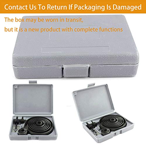 WXTOOLS 19Pcs Hole Saw Kit, Hole Cutter Set in Hard Box With 2 Mandrels, 1 Installation Plate, 1 Hex Key For Smooth and Fast Cutting in Soft Wood, Plastic, Drywall, Fiberboard