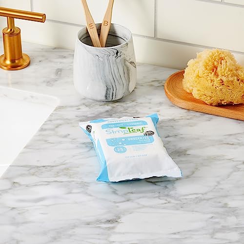 Image of Simpleaf Flushable Wet Wipes Unscented | Plastic Free, Paraben & Alcohol Free | Hypoallergenic & Safe for Sensitive Skin | Soothing Aloe Formula | Adult Toilet Wipes (12 x 50 Count Pack) 600 Count