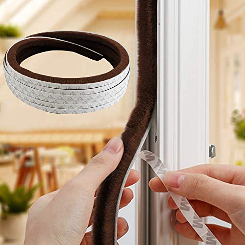 Self Adhesive Seal Strip 32.8 Feet Weatherstrip Window House Dustproof Windproof Soundproof Weather Stripping Adhesive Backing High Density Door Seal Strip 0.35x0.2Inch Brown