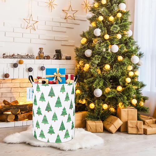Image of Round Laundry Basket Collapsible Storage Hamper Toy Bin (Christmas Tree)