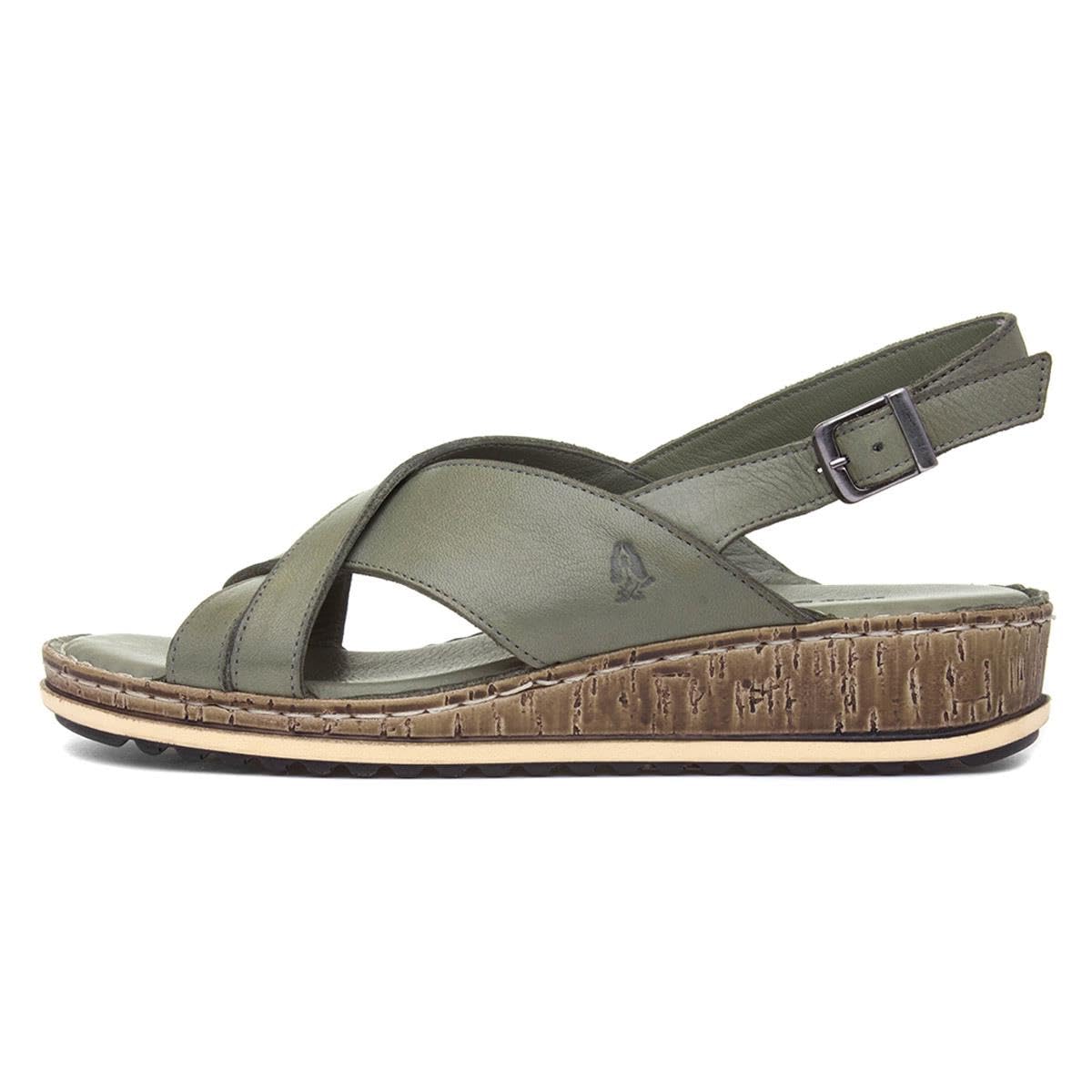 Hush Puppies Women's Elena Wedge Sandal, Olive, 4 UK