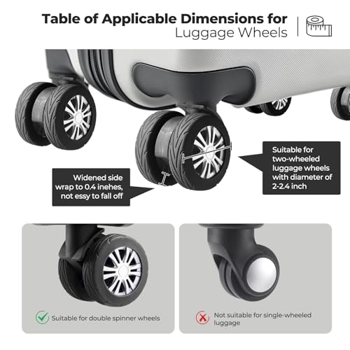 Image of 8Pcs Upgrade Luggage Wheel Covers,Essential Travel Accessories, Black, soft, Silent. Protect Luggage Wheels