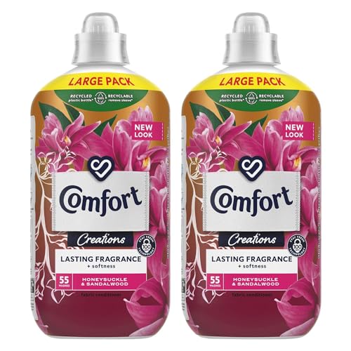 Comfort Creation Concentrated Fabric Conditioner with 100 Days of Long-Lasting Fragrance and Softness Intense Liquid Fabric Softener 55 Washes, 1.65L (Honeysuckle & Sandalwood, Buy 2)