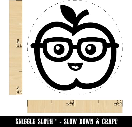 Miniatura 8 de Lindo sello de tinta Kawaii Smart de Apple Smart con anteojos, sello de goma autoentintado para sellar planificadores de manualidades, 1 pulgada