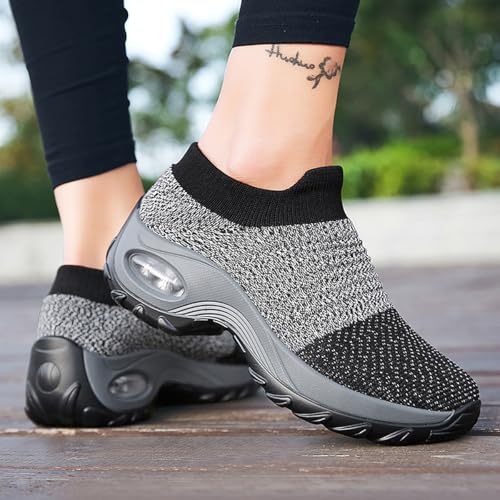 Image of Non Slip Work Shoes Women, Slip On Sneakers Women,Work Shoes Walking Gym Nurse Mesh Casual Fashion Sneakers Comfort Breathable Lightweight