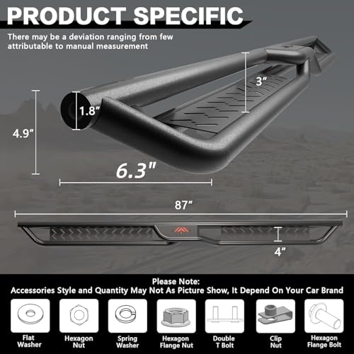 Estribos laterales 6.3" para Ford F-250 1999-2008 miniatura 2