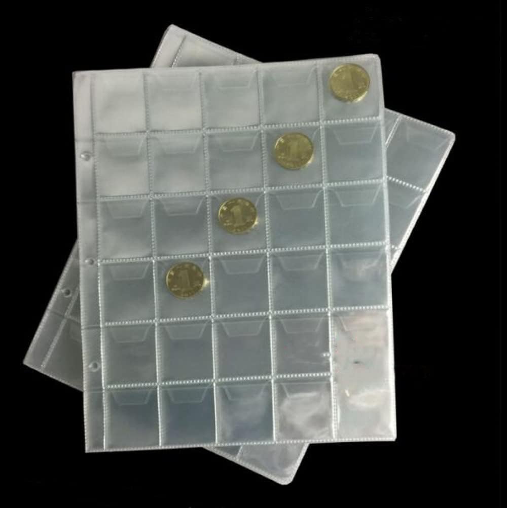 10PCS Album for Coins Albums Page 12/20/30/42 Pocket Coins Collection PVC Transparent Inside Pages 250 X 200 Mm Coins Loose Leaf,30 pocket
