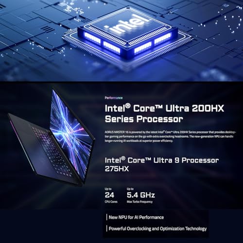 Image of GIGABYTE AORUS Master 16 BZHC6INE64SH, Intel Core Ultra 9 275HX, RTX 5090, 16 inch OLED QHD 240Hz, DDR5 5600 16GB*2, Gen4 1TB, Gaming Laptop (Black / 2.5 kg), Win 11Home