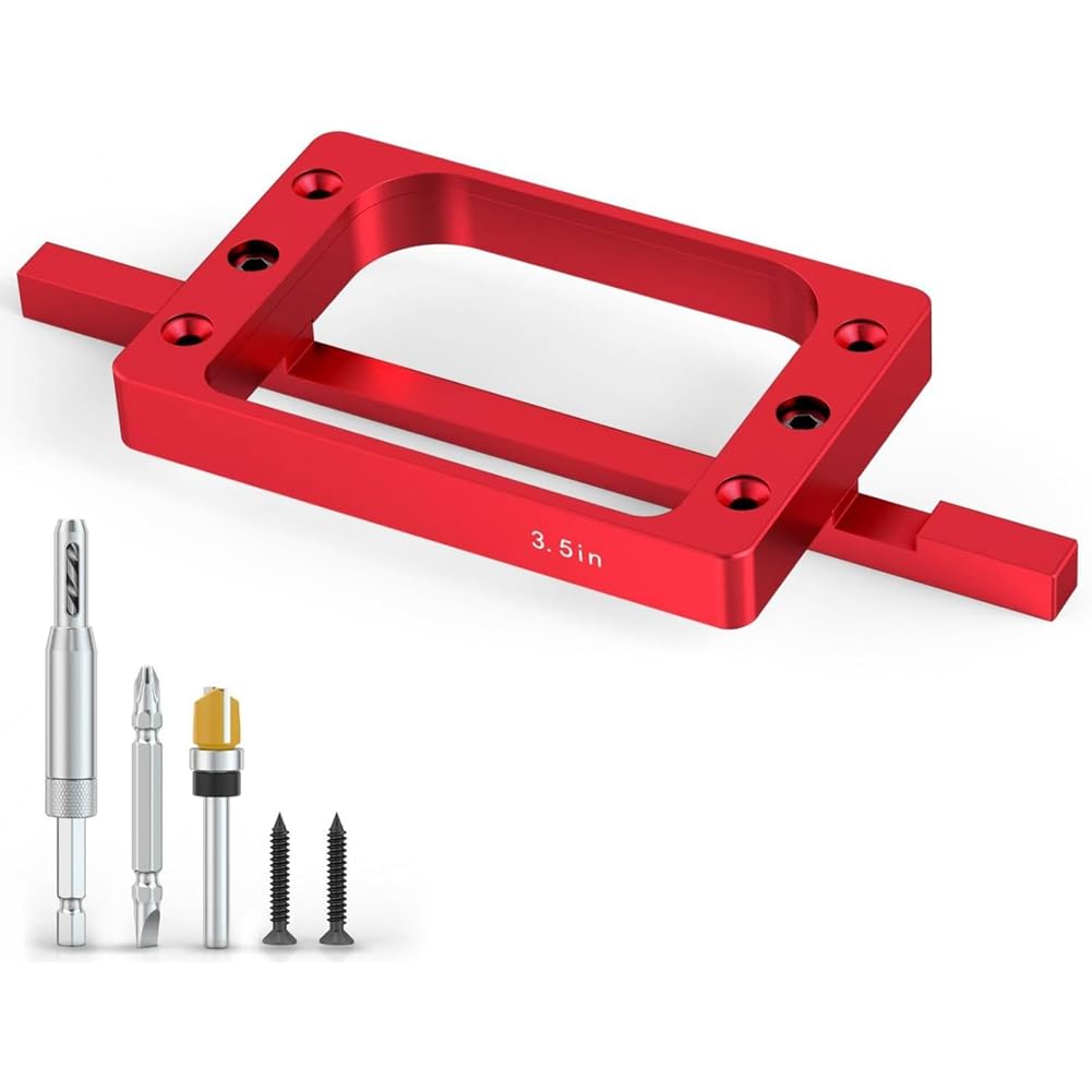 Jnchdghwa Fixed Size 3-1/2" for Door Hinge Jig Aluminum Mortise Template Kit for Door and Jamb, for Route