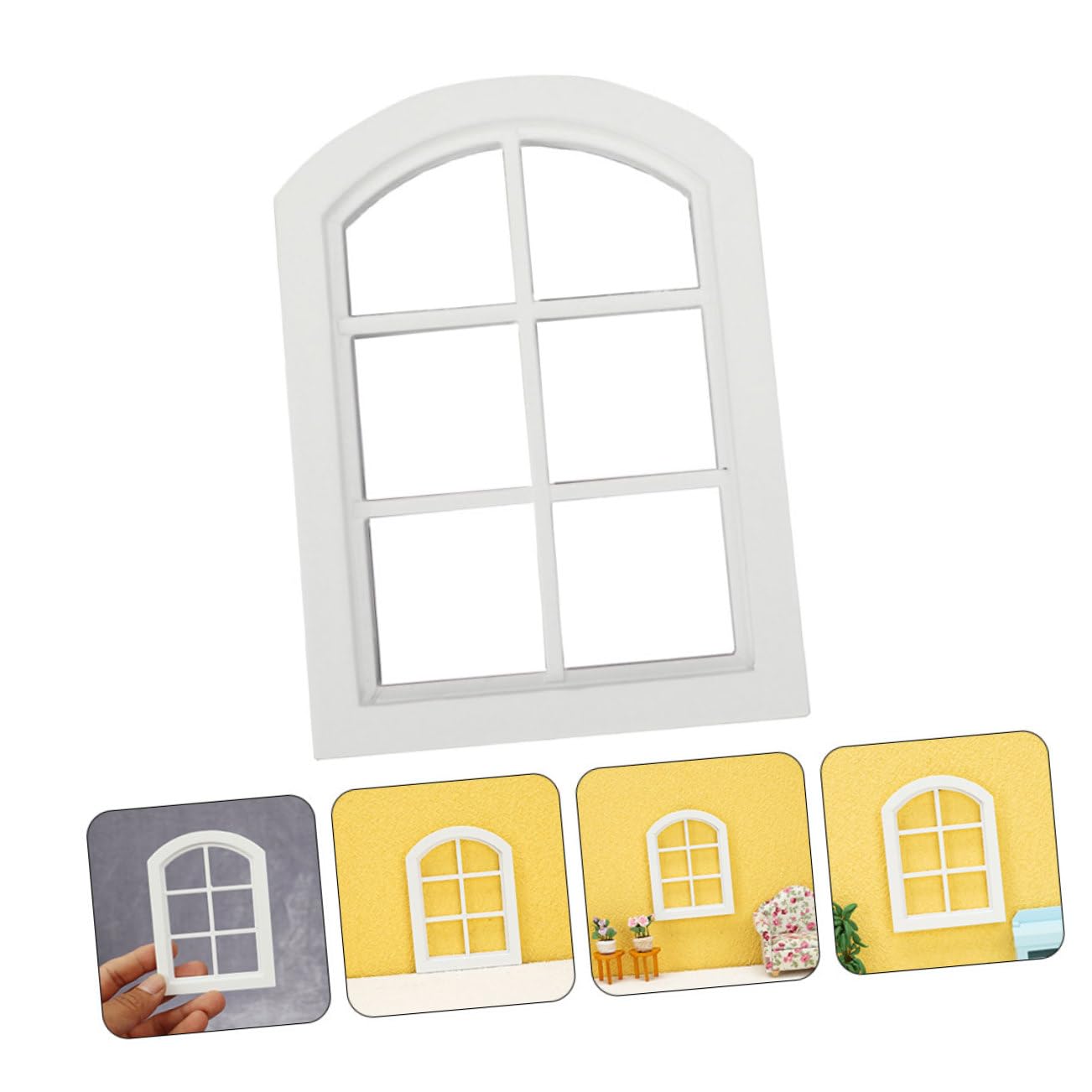 TOYANDONA Miniature Dollhouse Window Frame 4 Pieces Small Wooden Windows for Diy Doll House Accessories Tiny Home Decor 4.06X2.95X1.26 Inch - Image 4