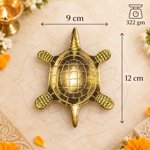 Image of Small Brass Turtle Idol, Vastu Remedy for Luck & Protection (130 g)