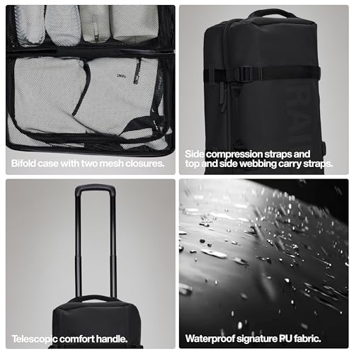 RAINS Texel Travel Bag, Waterproof Duffel Bag with Telescopic Handle and 2 Wheels, 2 Year Warranty - Ideal Travel Companion (Black, Carry On)4