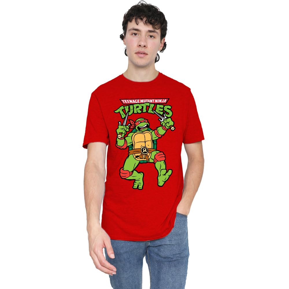 Teenage Mutant Ninja Turtles TMNT Retro Raph Unisex T Shirt, Red, Large