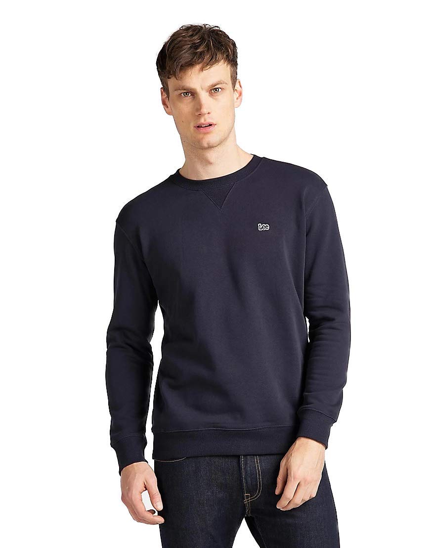 Lee Men's Plain Crew Sweatshirt, Blue (Midnight Navy Ma), XXL