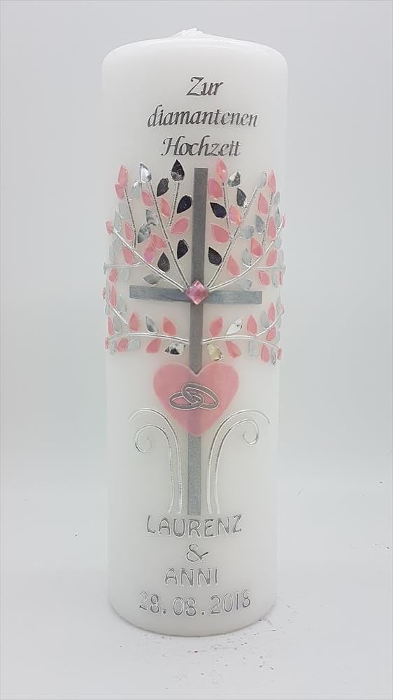 Eiserne Hochzeit Kerze EH-06 inkl. Namen und Datum