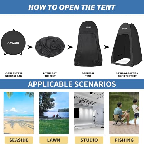Image of AKOZLIN Portable Pop Up Shower Privacy Shelters Instant Tent Dressing Changing Outdoor Camping Toilet Tent