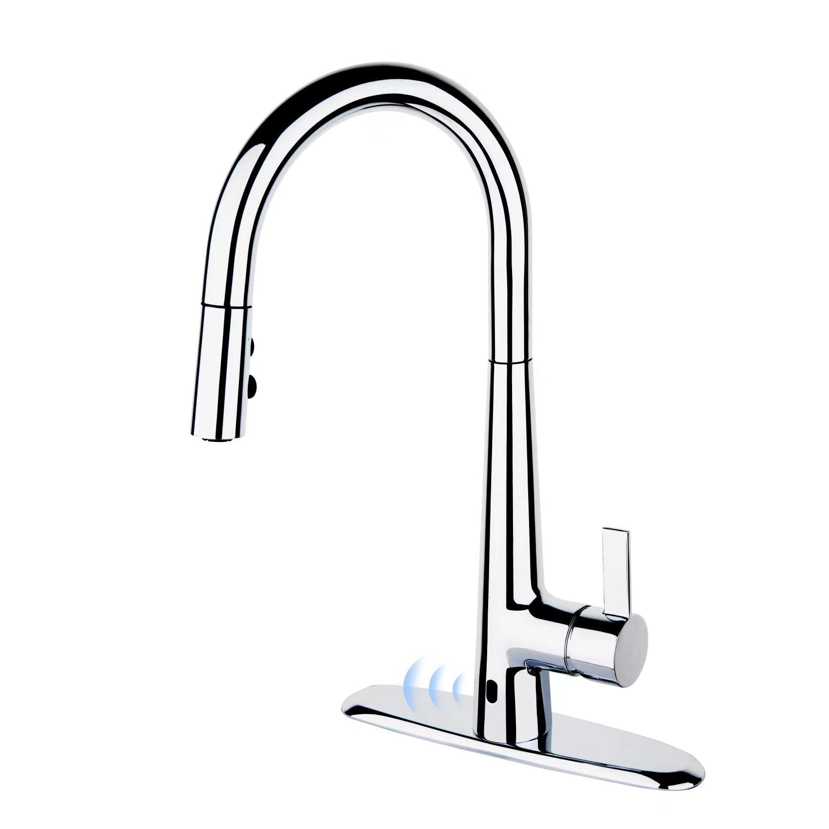 IMHOMII Touchless Kitchen Faucet with Pull Down Sprayer, Lead-Free Smart Motion Sensor Activated Kitchen Sink Faucet 360 Degree Swivel High Spout Hands Free Single Handle, Chrome