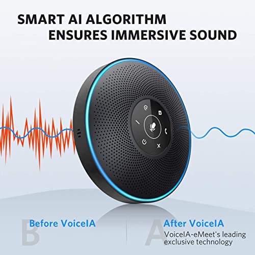 Image of EMEET Bluetooth Speakerphone M2 Black Conference Speaker for 5-8 People Business Conference 360º Voice Pickup 4 AI Microphone Self-Adaptive Conference Call Speaker Skype USB Speakerphone