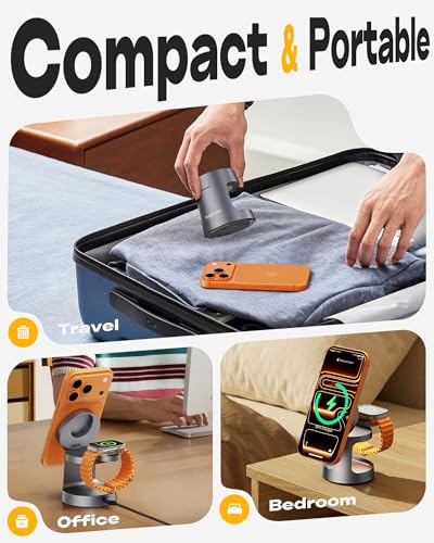 Qi2.2 25W 3 in 1 Charging Station for Apple Compatible with MagSafe Foldable Wireless Charger, Magnetic Charger with Night Light for iPhone 17/16/15/14/13/12, Apple Watch & AirPods — view 4