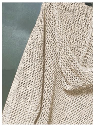 GORGLITTER Women's Crochet Sweater Boho Long Sleeve Drop Shoulder Pullover Hoodie Knitwear2