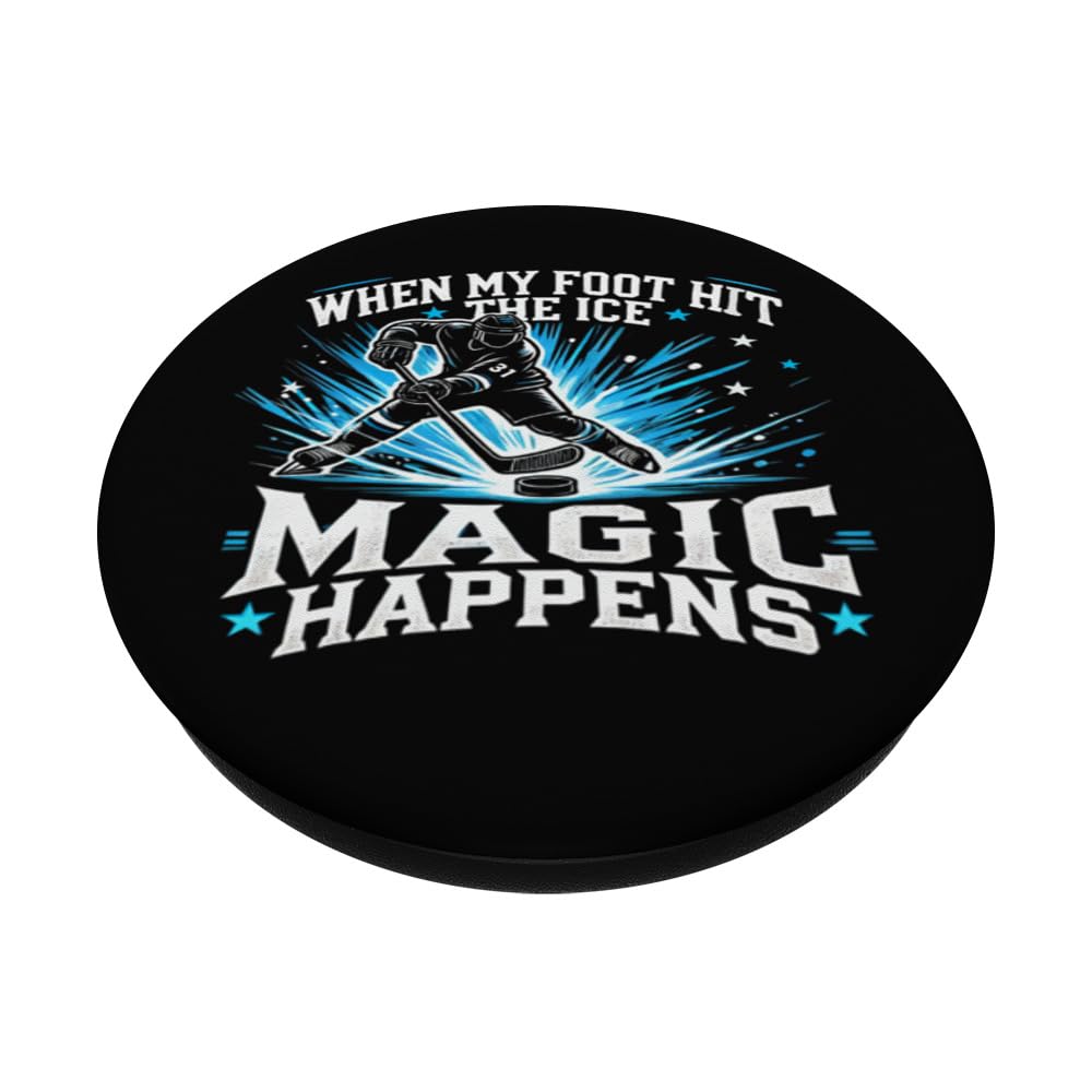 Funny Ice Hockey Themed Sport Athlete Athletic Men Gift Idea PopSockets Adhesive PopGrip