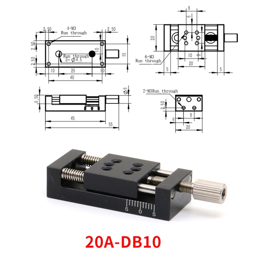 Tavola di Spostamento Singola X 20A-DB10 Stazione di traslazione a Spostamento di Stadio Componente di Dimensioni 20x20mm