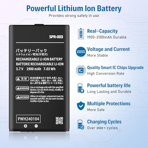 Image of 3DS XL Battery, 1900mAh Ultra High Capacity SPR-003 Li-ion Battery Replacement for Nintendo New 3DS XL / 3DS LL /New 3DS LL Game Console- 2026 Upgraded, Powerful, Long-Lasting