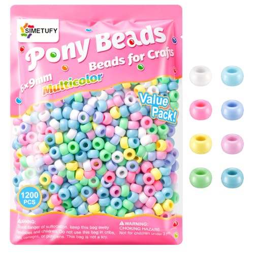 Image of Simetufy 1200 pcs Pony Beads Macaron Pastel Colored Beads for Crafts