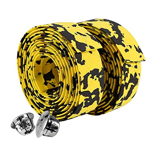 Tape,Reflective Wrap with Plugs for Road Bikes and Cycling,2PCS per Set (Yellow+Black)