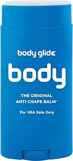 Body Glide Original Anti Chafing Stick Balm2.5oz: chafing cream in stick form. chafe to prevent rubbing leading & raw skin. Use for arm, chest, butt, ball thigh