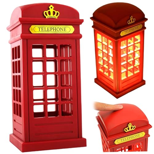 Lampe de nuit vintage rechargeable par USB pour cabine téléphonique de Londres, lampe bureau à intensité variable jaune chaud pour chambre à coucher,...