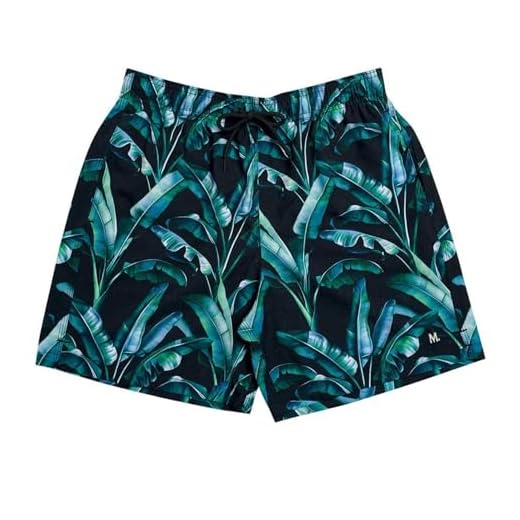 MASH Short Praia Masculino Bermuda Dryfit Elastano Folhagem, Preto, GG