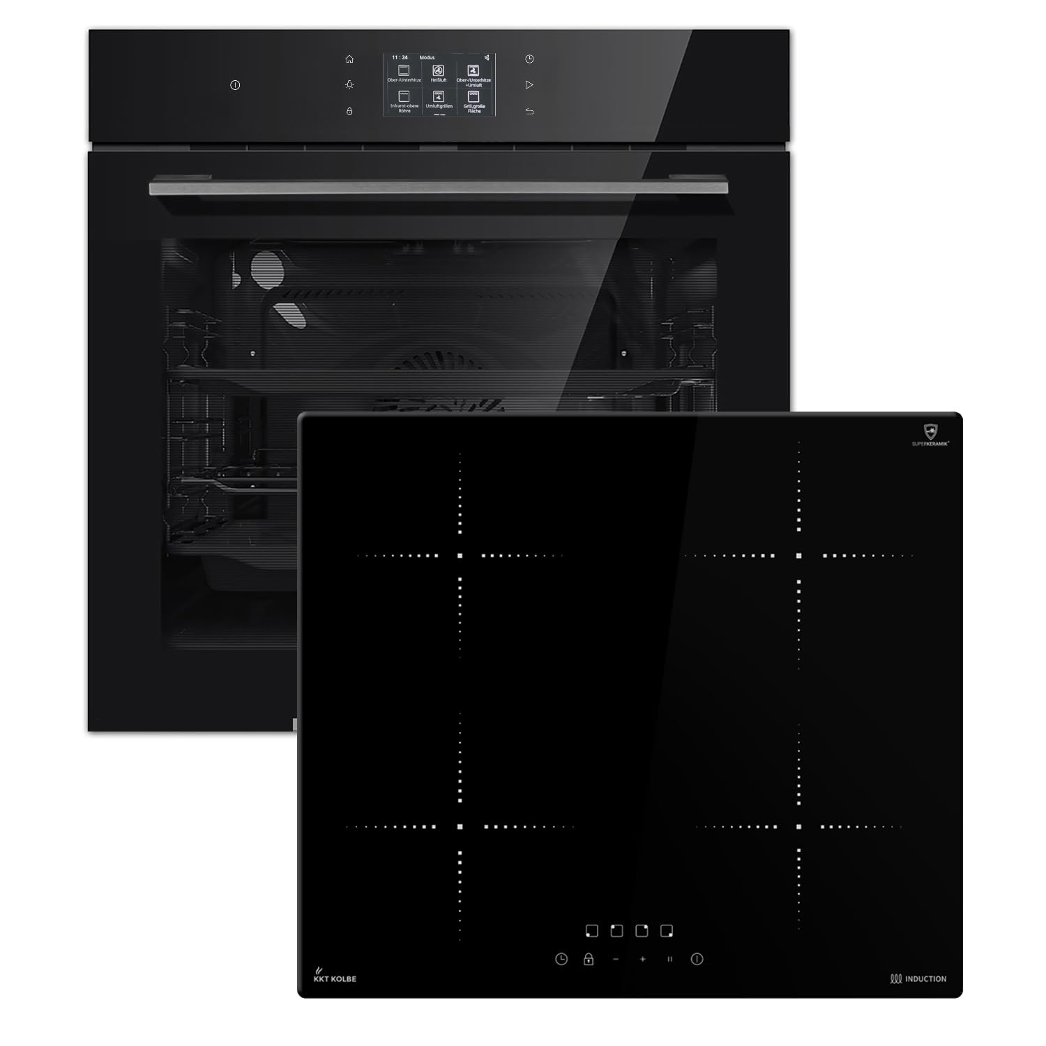 KKT KOLBE Autarkes Herdset | 60cm Einbaubackofen EB8017TFT | TFT-Touch-Display | Soft Close | 59cm Induktionskochfeld IH85900RL | Katalyse | Pizzafunktion | Grill Umluft Heißluft | SET8017TFTIH859RL