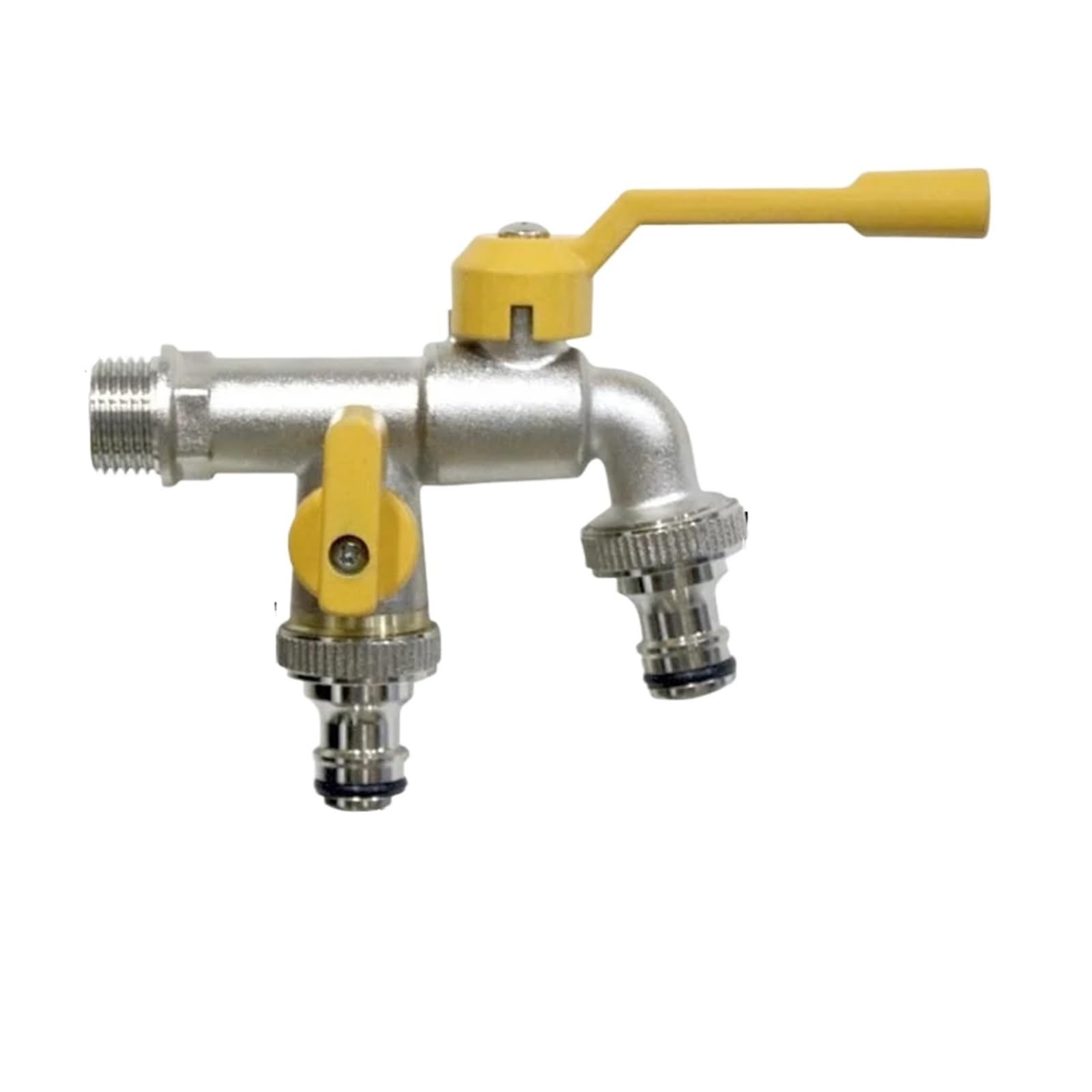 Garden Taps Garden Lever Tap Valve Faucet Water Ball with Connector Double/One Outlet Frost-Proof for IBC Tank Hose(2 tap 20mm)